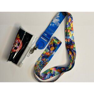 NEW Disney Parks Pin Trading Lanyard With Card Holder Up Themed Balloons Design